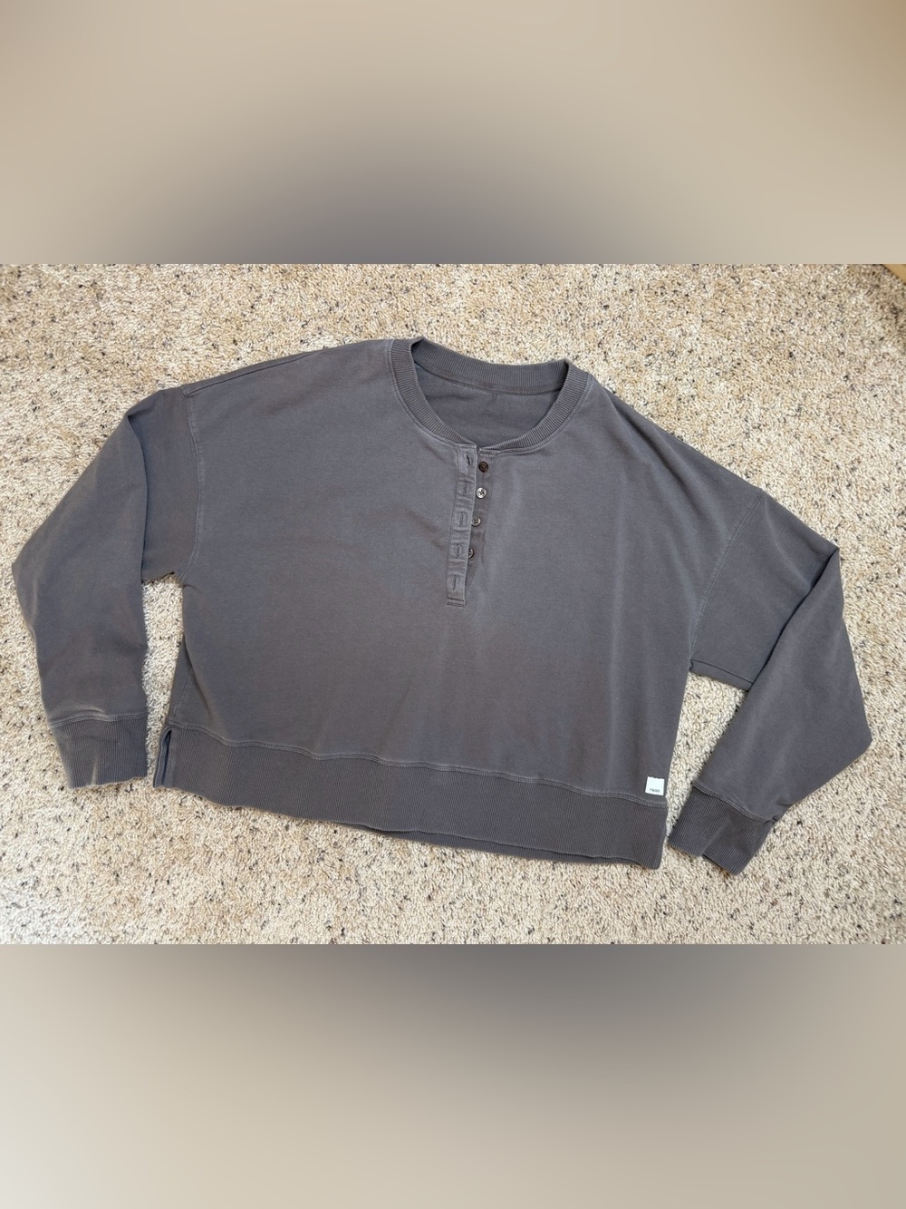 Men's Charcoal Crew Henley Sweater